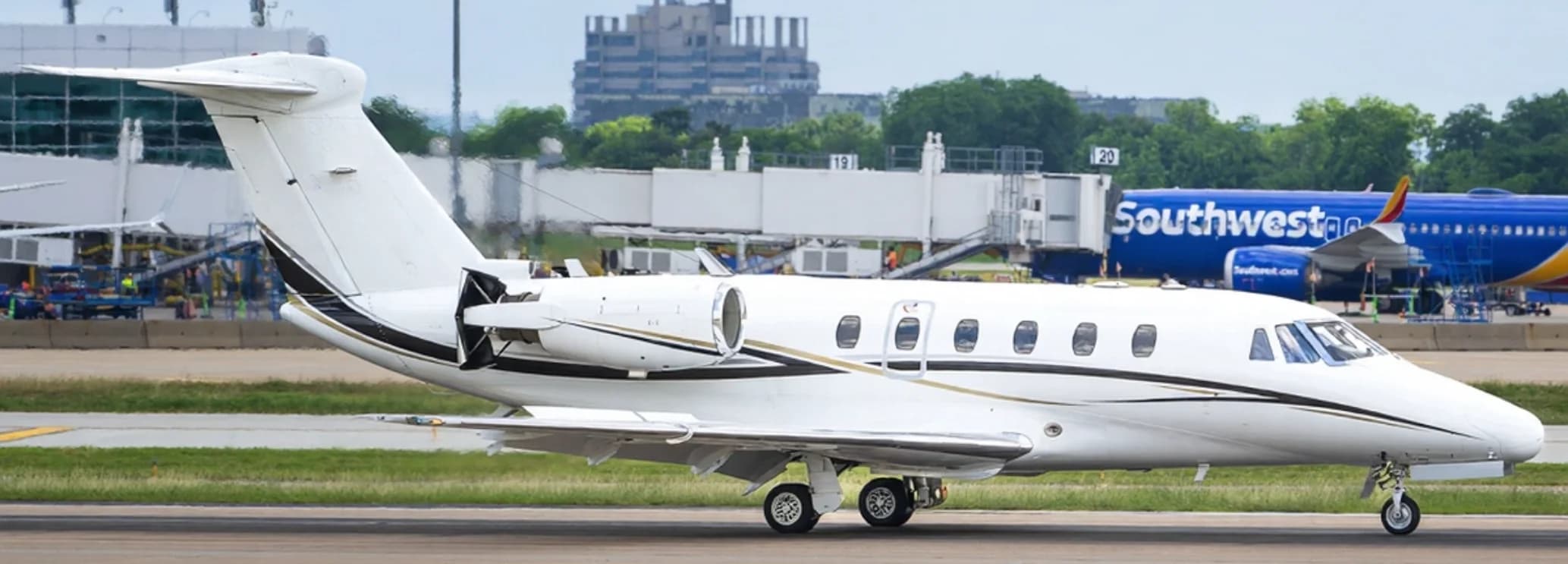 Exterior view of a Cessna Citation III private jet for midsize jet charter
