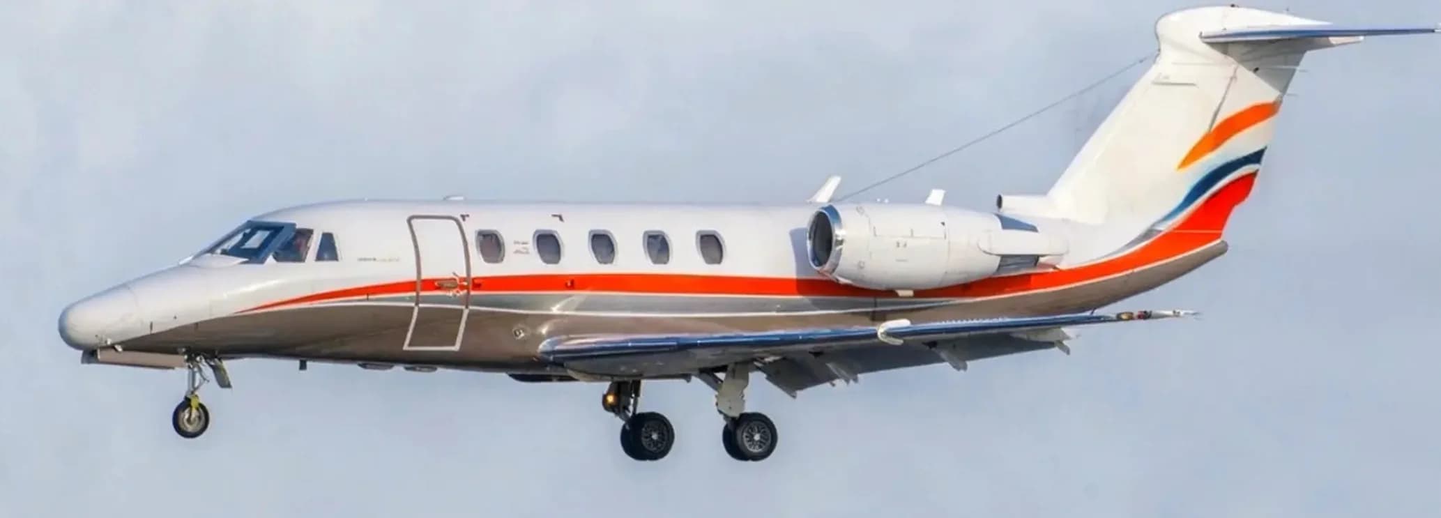 Standard executive club seating configuration inside a Cessna Citation VI cabin