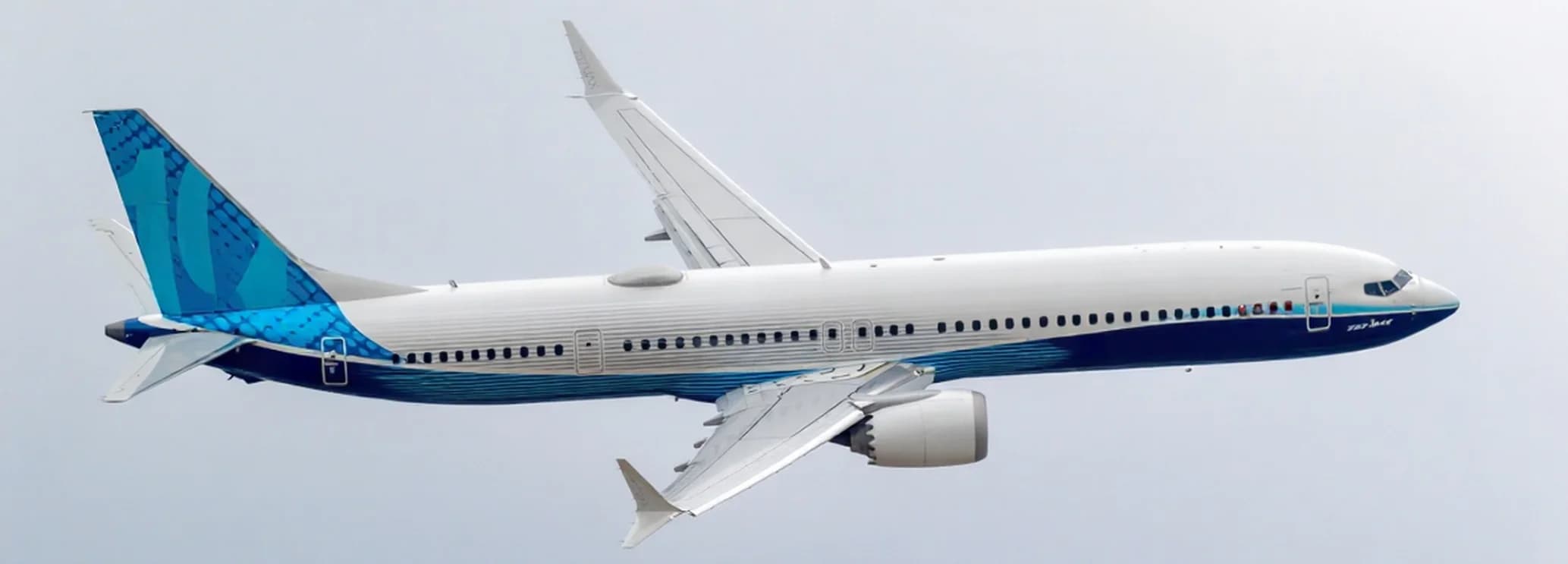 Boeing 737 NG commercial narrowbody airliner flying over land, configured for sports teams and large group charters