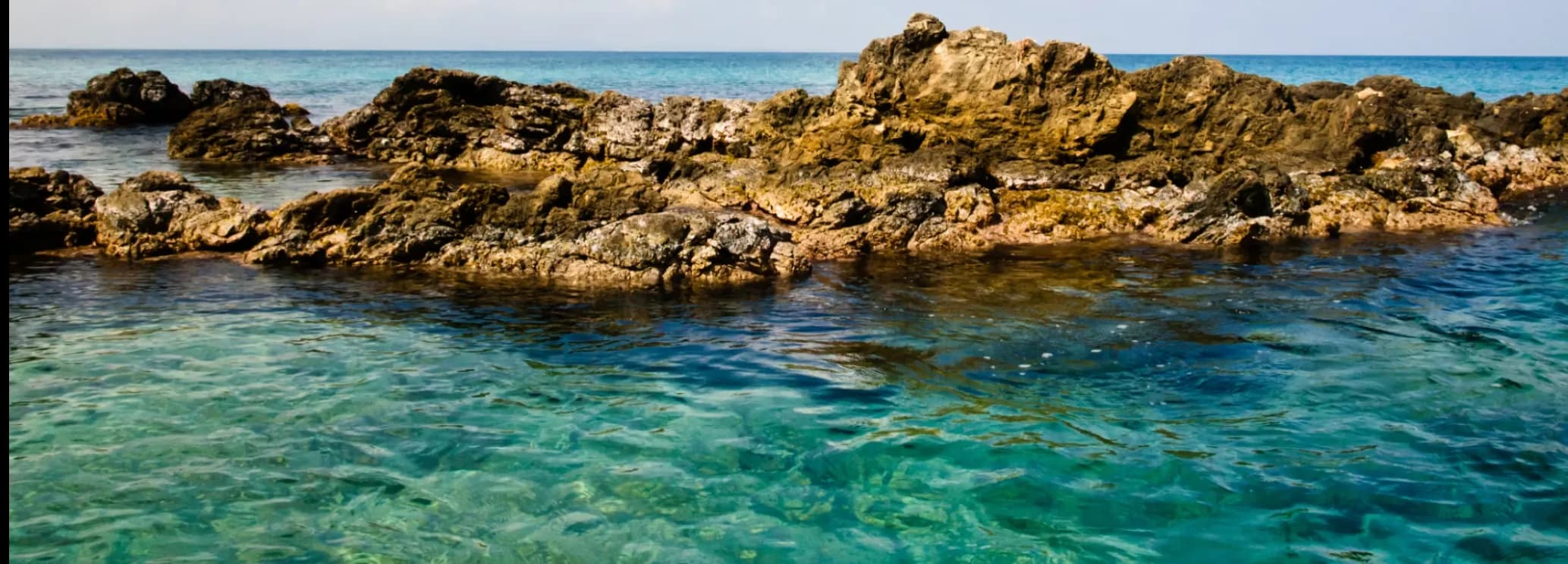 Scenic rocky shoreline and Caribbean Sea in Vieques, Puerto Rico