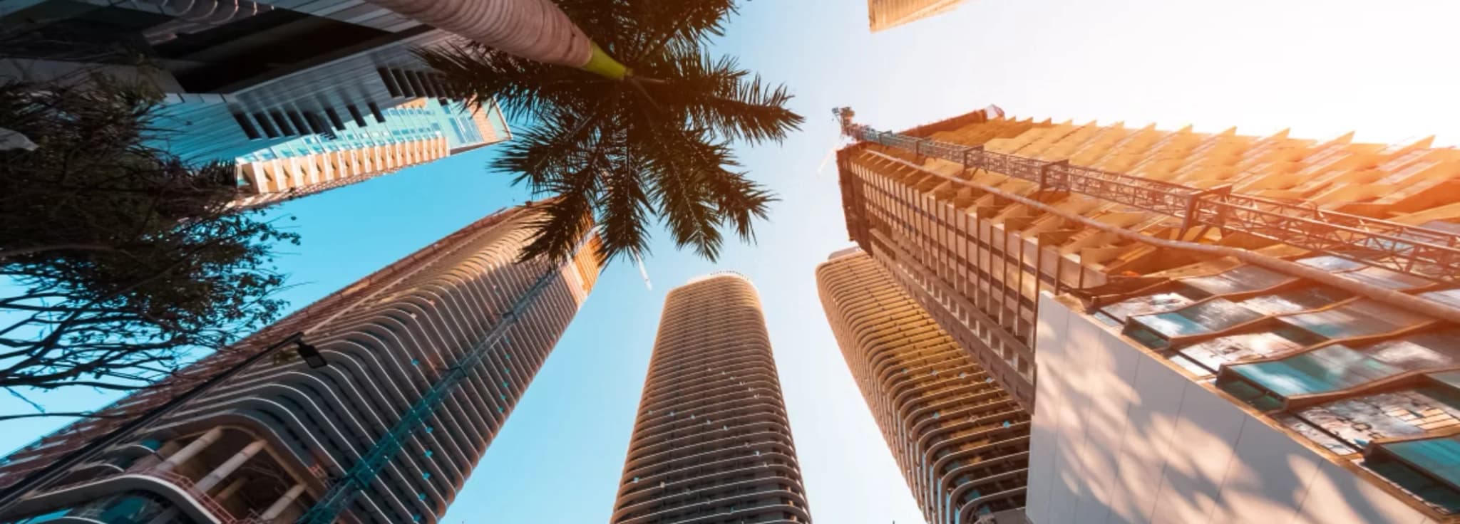 Private jet charter to Miami, Florida, with the Brickell skyline and Biscayne Bay