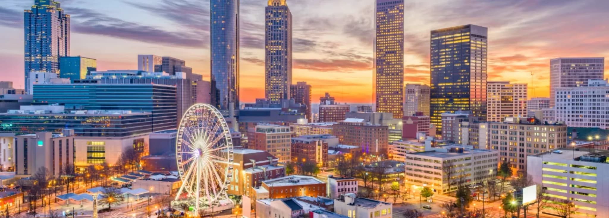 Private jet charter to Atlanta, Georgia, with the Midtown and Buckhead skyline