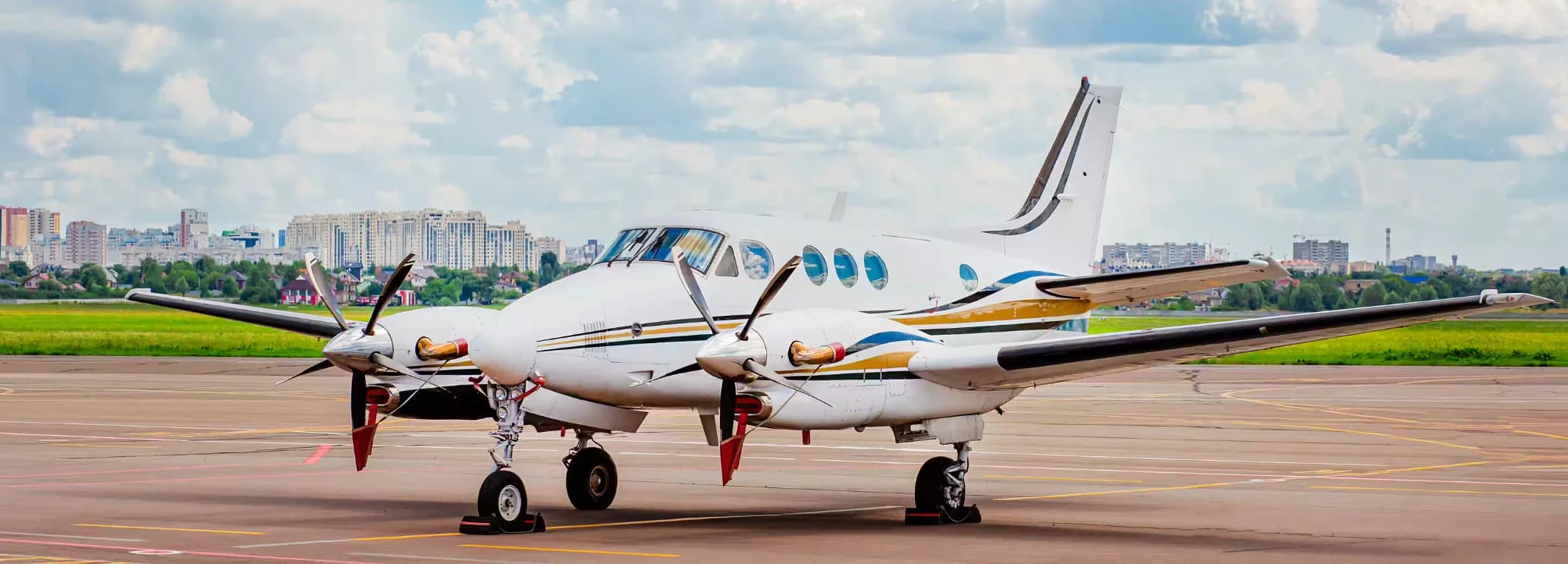 King Air C90 private jet charter aircraft ready for departure at a private airport