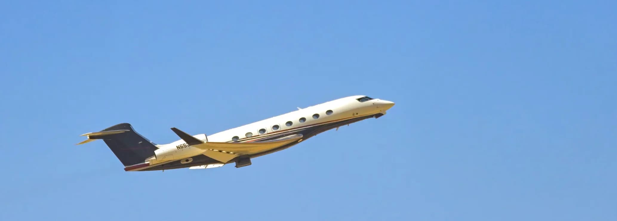 Gulfstream G650ER ultra long range private jet parked on the airport tarmac ready for a charter flight